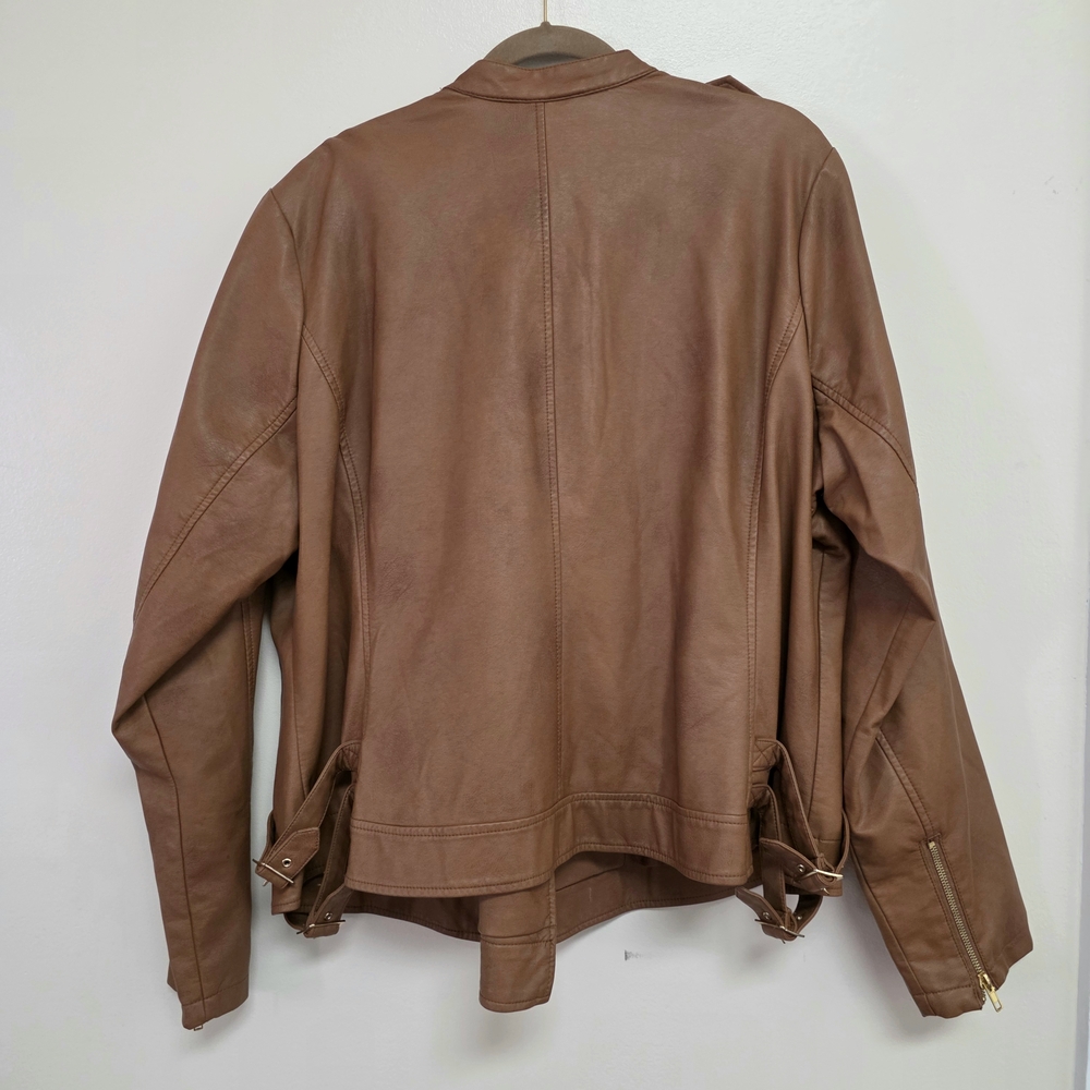 Lane Bryant Penny Brown Faux Leather Jacket Size 22/24 - Picture 6 of 15